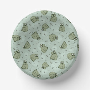 Sage Bubble Frogs - laurel Green Children pattern. Pappteller