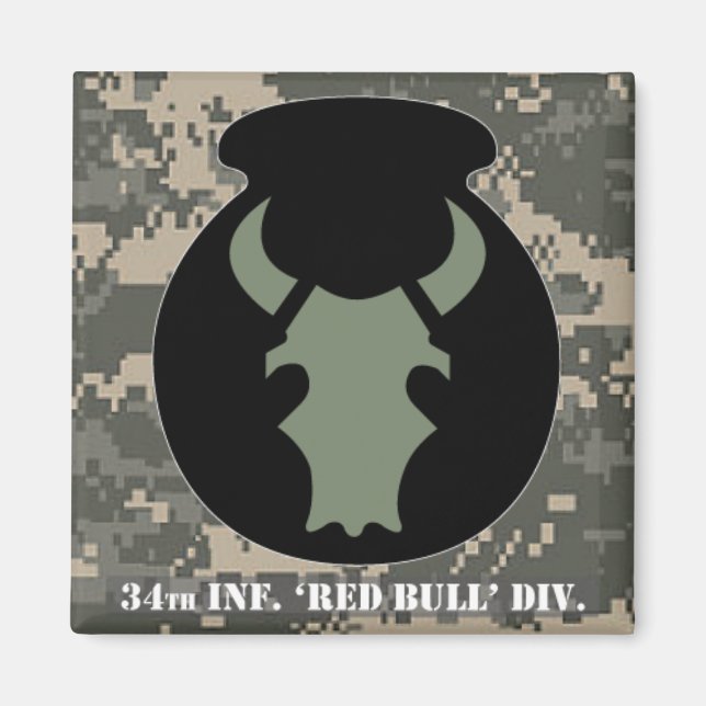 Sage Bull ACU-look subdududued mit Camouflage 2x2  Magnet (Vorne)