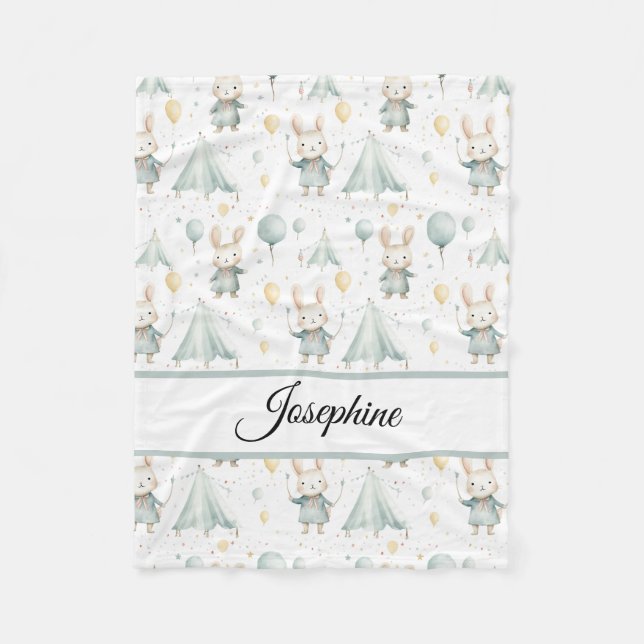 Sage Bunny Dreams Personalisiert Baby Fleecedecke (Vorderseite)