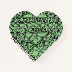 SAGE CABLE KNIT Herz Spiralblock Notizbuch