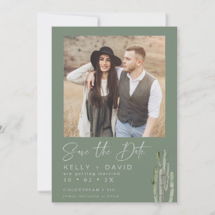 Sage Cactus succulent Save the Date Card Einladung