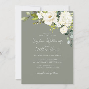 Sage Champagne Floral Wedding Einladung