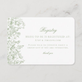 Sage Chinoiserie Retro Floral Bridal Registrierung Begleitkarte