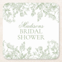 Sage Chinoiserie Vintage Floral Brautdusche