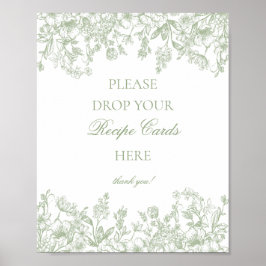 Sage Chinoiserie Vintage Floral Rezept teilen Poster