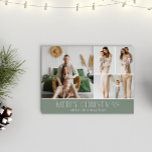 SAGE Christmas Elegant 4 Collage Foto Feiertagskarte<br><div class="desc">Mit dieser Weihnachtskarte mit einem einfachen, minimalen und sauberen Design, die das ganze Jahr über die Highlights Ihrer Familie bietet, teilen Sie sich die Weihnachtskarte. Die Vorderseite besteht aus einer modernen 4-Foto-Collage gepaart mit dem festlichen Gruß "Frohe Weihnachten" in einem eleganten Serif-Schriftart über eine weiche Weise schlaue grüne Farbe, mit...</div>