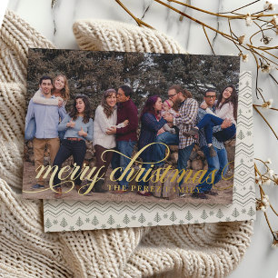 Sage Christmas Pattern Simple Foil Script Card Folien Feiertagskarte