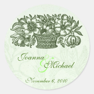 Sage Classic Blume Basket Wedding Sticker