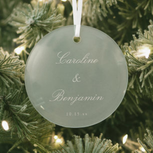 Sage Classic Schrift Elegante Hochzeit benutzerdef Ornament Aus Glas