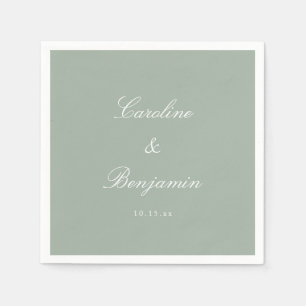 Sage Classic Schrift Elegante Hochzeit Benutzerdef Serviette
