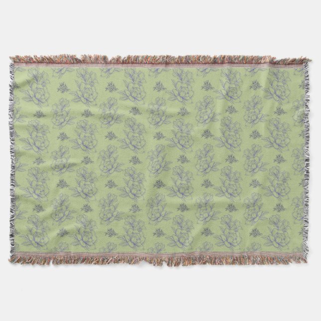Sage Classic Vintag Simple Blume Muster Decke (Vorderseite)