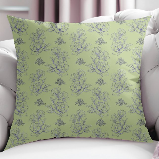 Sage Classic Vintag Simple Blume Muster Kissen (Von Creator hochgeladen)