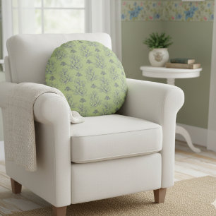 Sage Classic Vintag Simple Blume Muster Rundes Kissen