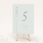 Sage Clean Line Hochzeitsstimmung Tischnummer<br><div class="desc">Einfache und moderne Tischnummer mit einer Linie an der Seite. Die Farbe ist in Salbei grün.</div>