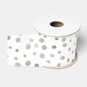 Sage Confetti Wasserfarbe Dots Band Ripsband