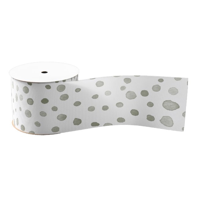 Sage Confetti Wasserfarbe Dots Band Ripsband (Spule)