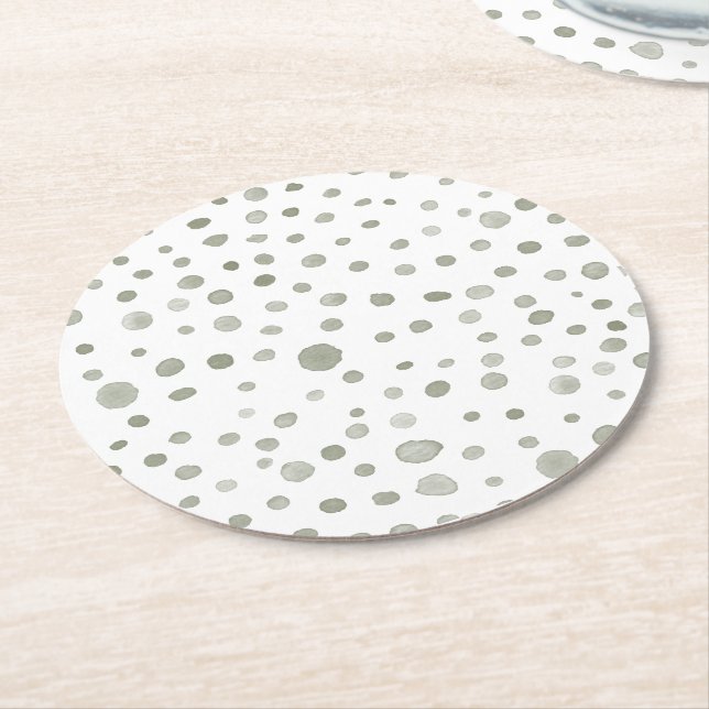 Sage Confetti Wasserfarbe Dots Paper Untersetzer (Angewinkelt)