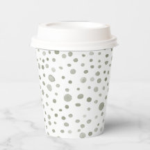 Sage Confetti Wasserfarbe Dots Papier Cup