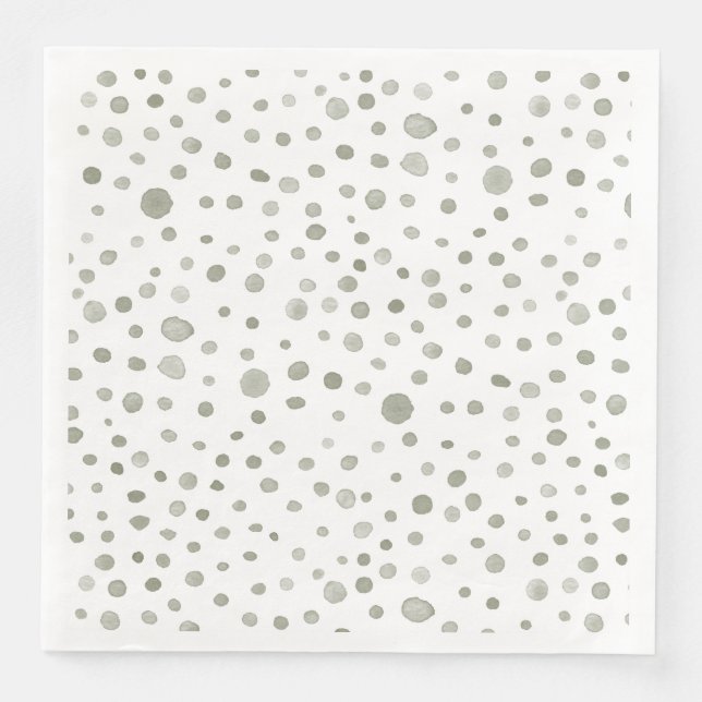 Sage Confetti Wasserfarbe Dots Papier Napkin Serviette (Vorderseite)