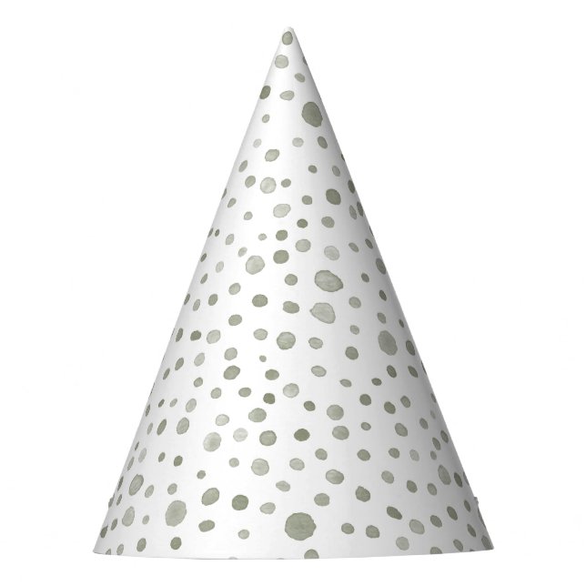 Sage Confetti Wasserfarbe Dots Party Hat Partyhütchen (Vorderseite)