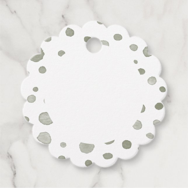 Sage Confetti Wasserfarbe Punkte Liebesmarken Geschenkanhänger (Vorderseite)