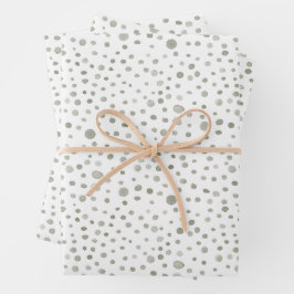 Sage Confetti Watercolor Dots Wrapping Paper Geschenkpapier Set
