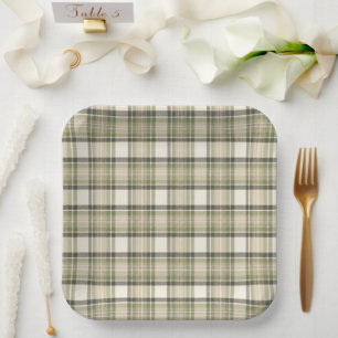 Sage Cottage Sage Grün Tartan Kariert Pappteller