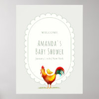 Sage Cottagecore Hahn Küken Baby Shower Willkommen