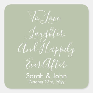 Sage Custom Personalisiert Script Wedding Receptio Quadratischer Aufkleber