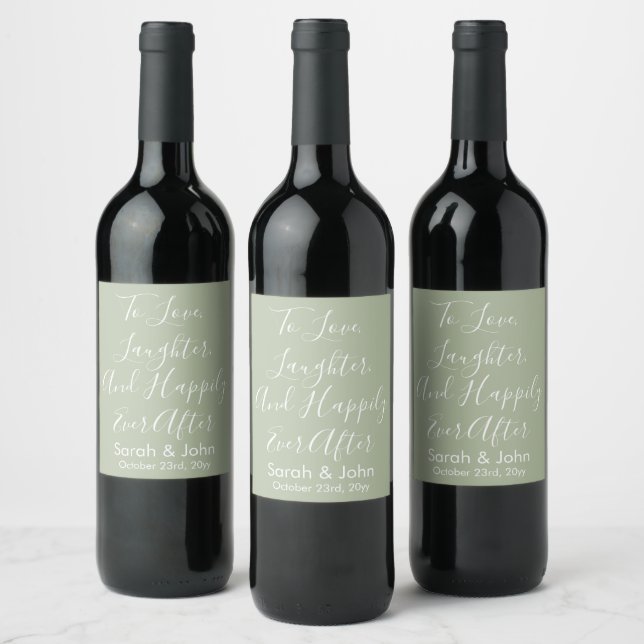 Sage Custom Personalisiert Script Wedding Receptio Weinetikett (Flaschen)