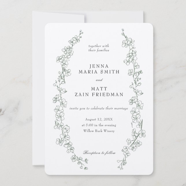 Sage Dream Wedding Einladung (Vorderseite)