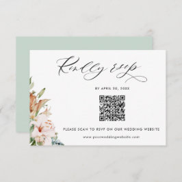 Sage, Earthy Blooms QR Code UAwg Online-Hochzeit Begleitkarte