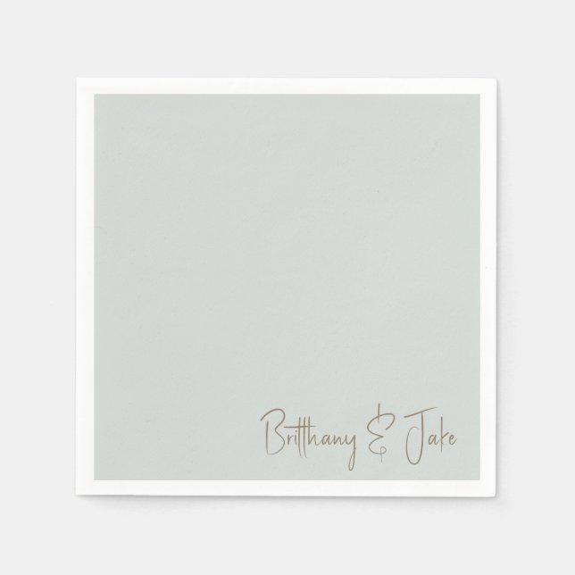 Sage einfach Gold Script Hochzeitscocktail Serviette (Vorderseite)