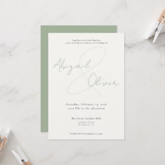 Sage Elegant & Minimal | Moderne & Einfache Hochze Einladung