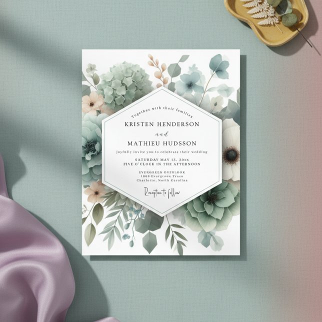 Sage Ethereal Floral Wedding Einladung (Von Creator hochgeladen)
