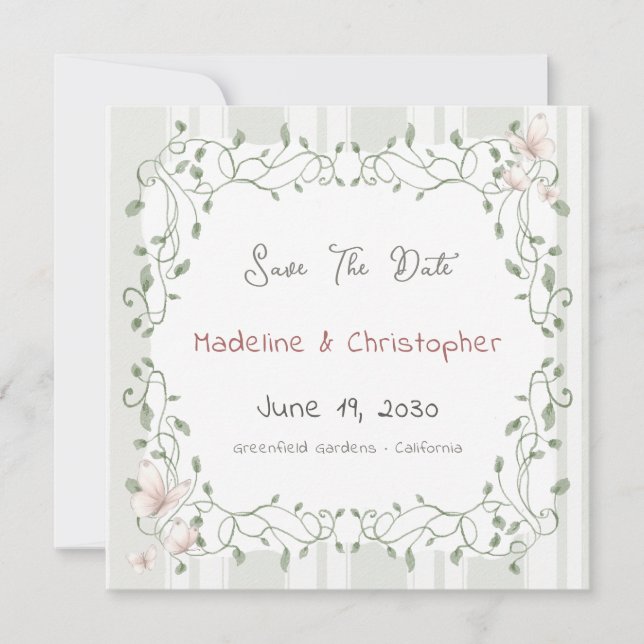 Sage Eucalyptus Wedding Save the Date (Vorderseite)