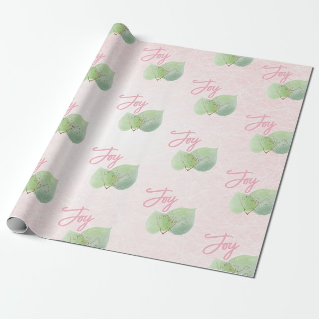 Sage Eukalyptus pink Hintergrund Join Script Geschenkpapier (Ungerollt)