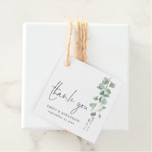 Sage Eukalyptus Script-Namen Danke Hochzeit Geschenkanhänger