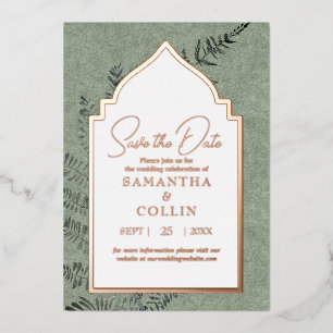 Sage Evergreen Fern Botanisch Save the Date Folieneinladung