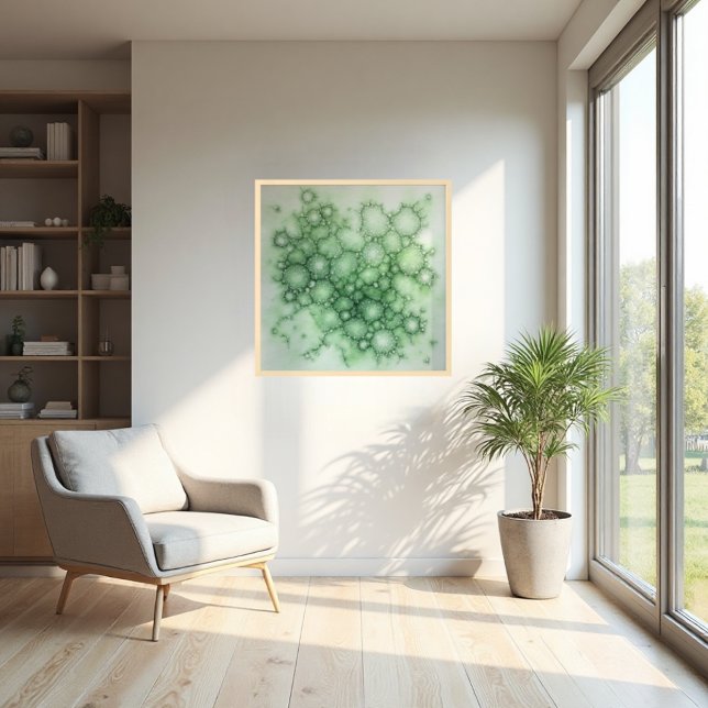 Sage Fenestrated Lichen Abstrakt - Bio modern Poster (Sophisticated sage lichen art on high-quality paper. A nature-inspired modern focal point.)