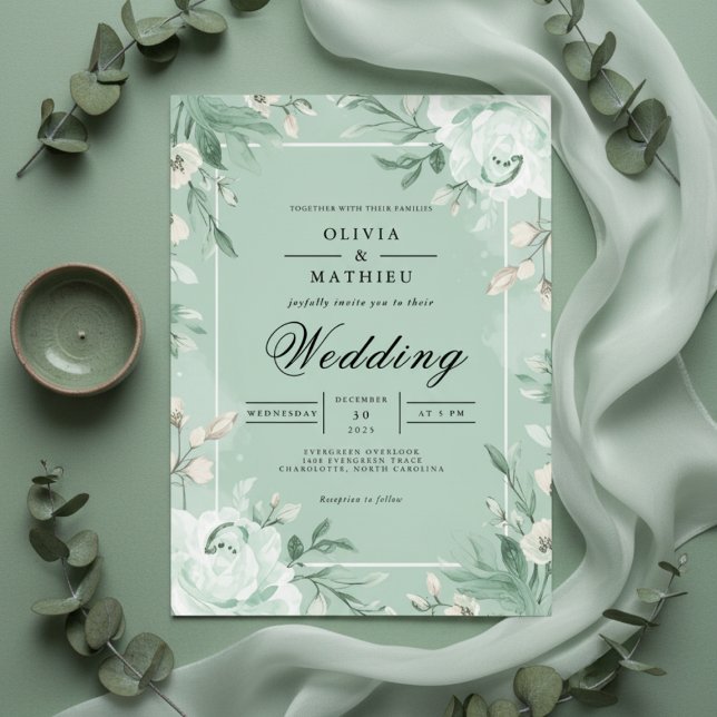 Sage Floral Archway Bloom Wedding Einladung (Von Creator hochgeladen)