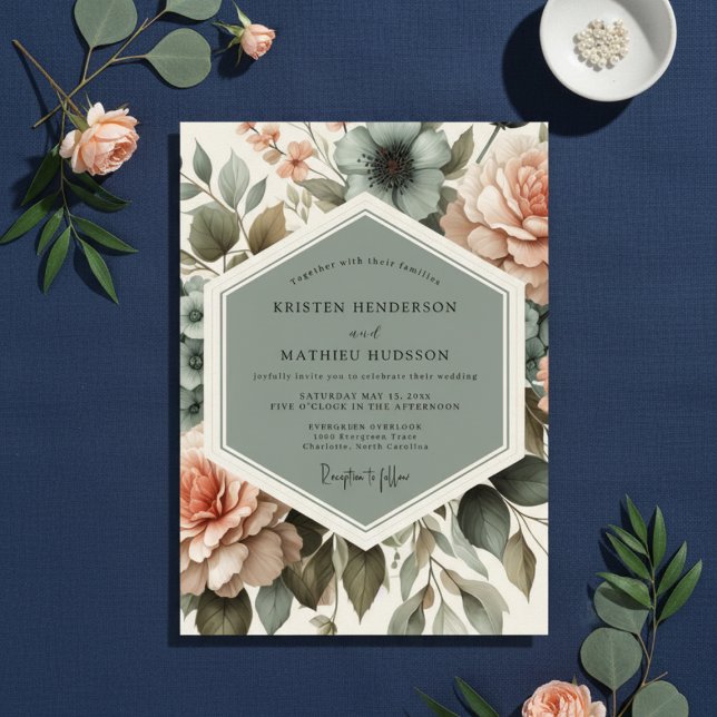Sage Floral Bloom Romance Wedding Einladung (Von Creator hochgeladen)