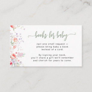 Sage floral Bücher für Babyshower-Buchwunsch Begleitkarte