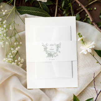 Sage Floral Wreath w/Lovebirds Wedding Belly Band