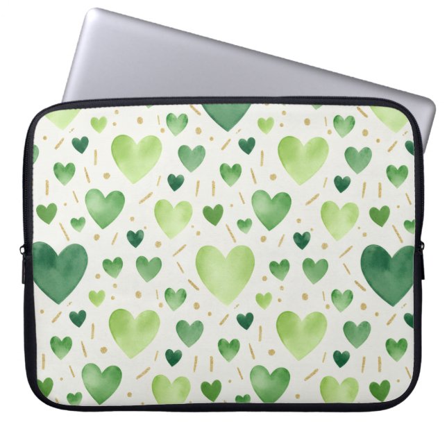 Sage Garden Watercolor Hearts Laptopschutzhülle (Vorderseite)