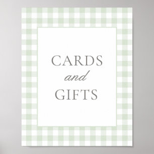 Sage Gingham Baby Duschkarten und Geschenkschild Poster