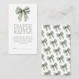 Sage Gingham Bow Diaper Raffle Baby Dusche Begleitkarte