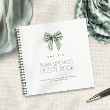 Sage Gingham Coquette Bow Baby Showbook