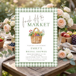 Sage Gingham Frisch vom Markt Brautdusche Einladung