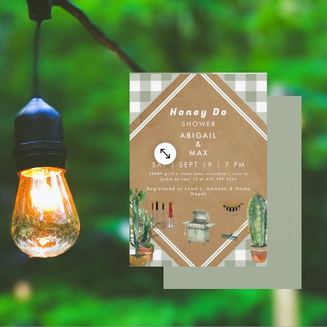 Sage Gingham Honey Do Dusche Einladung (Von Creator hochgeladen)